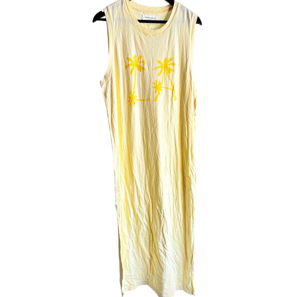 Spiritual Gangster Mulholland Graphic T-Shirt Dress Maxi  Yellow Sleeveless L